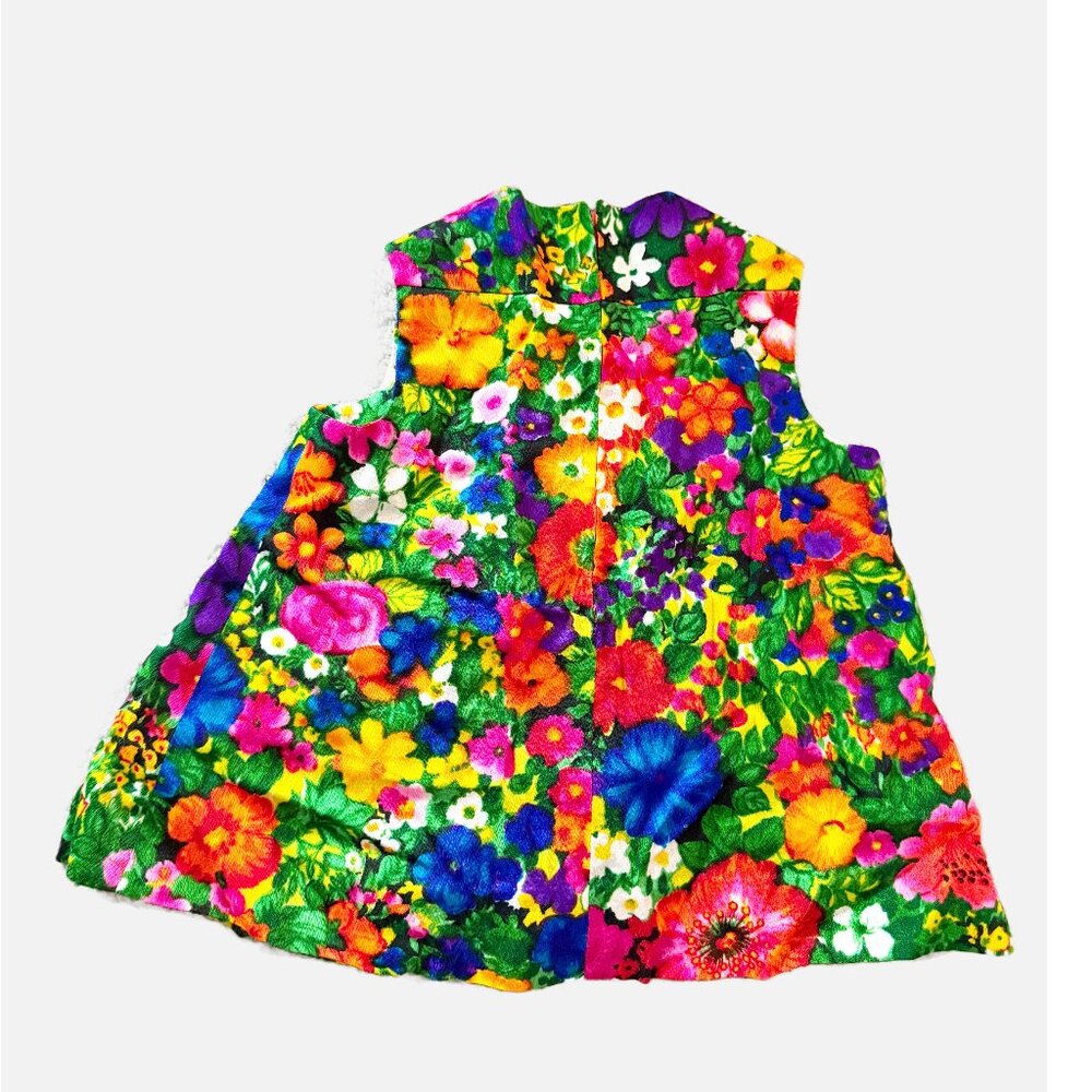 Vtg Floral Print Vibrant Color Toddler Girl Dress - Picture 2 of 3